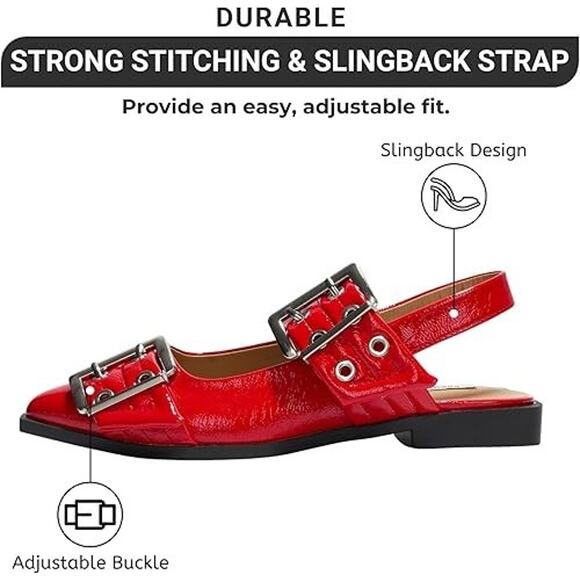 Project Cloud Katharyn Womens Flats, Memory Foam, Non-Slip, Red, Size 6 - Picture 3 of 6